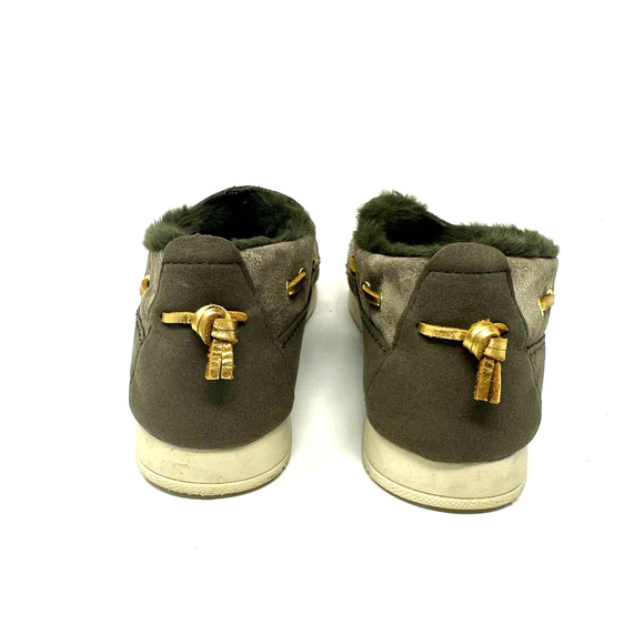 Sperry size 7.5 STS86941 Olive camo fur lined slip on shoes leather D21-61971 - Picture 4 of 9
